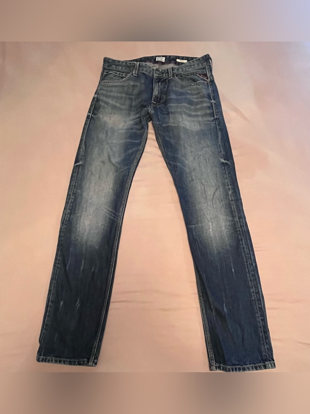 Replay Men's JETO Faded Slim Straight Blue Jeans
